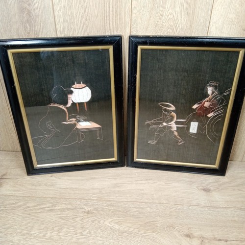 Pair vintage japanese silk - vintage,