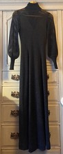 Vintage Mary Quant 1970s Black Lurex Knitted Dress High Neck UK 8-10 Excellent 