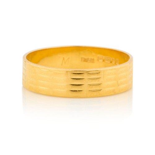 Gold ribbed wedding ring - ribbed,