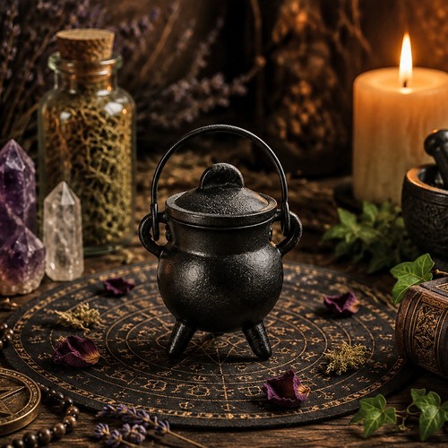 Cast iron cauldron miniature - cast,