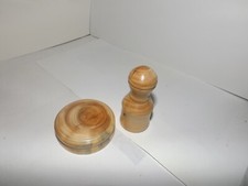 Hand made wooden palm gavel and a block in yew