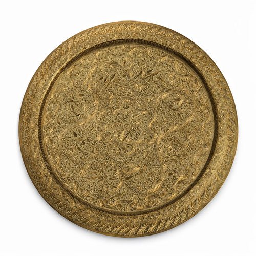 Antique indian brass tray 40cm - antique,
