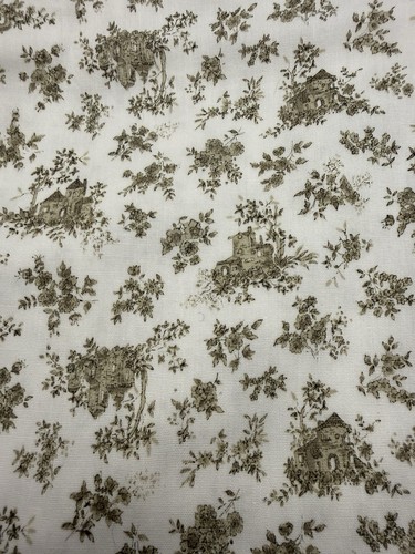Vtg french toile green cotton - green,