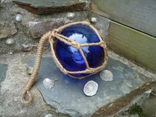 Large Blue Glass Fishing Boat Net Float 190 MM Buoys / Bathroom Garden Beach