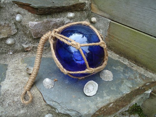 Large blue glass fishing - large,