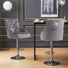 360° Swivel Grey Velvet Bar