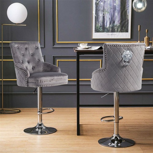 360 swivel grey velvet bar - swivel,