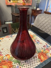 Vintage MCM Blenko Crackle Genie Bottle Red Glass 101/2" Mint Condition Look!