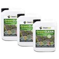 SmartSeal Roof Biocide Green Clear - For Clay Slate Stone & Concrete Tile 3 x 5L
