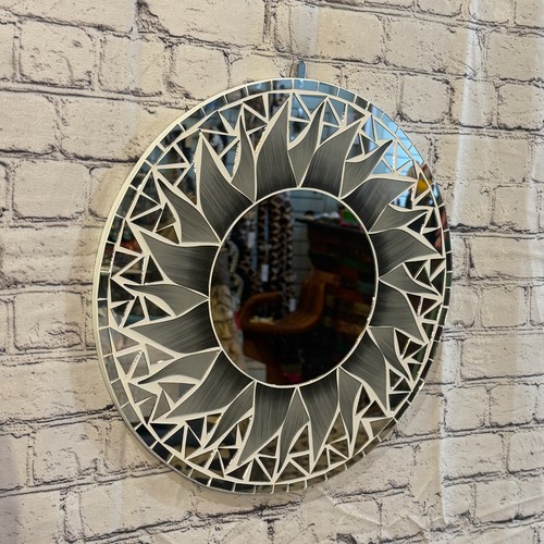 Grey sun flame mosaic tile - flame,