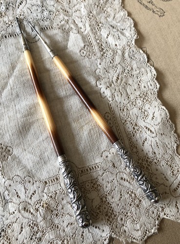 Antique lace hooks - lace, hooks,
