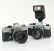 Praktica Film Camera Bundle x2 LTL MTL 5 B 1600A Flash 