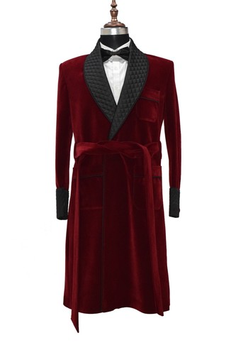 Men maroon smoking jacket gown - smoking,