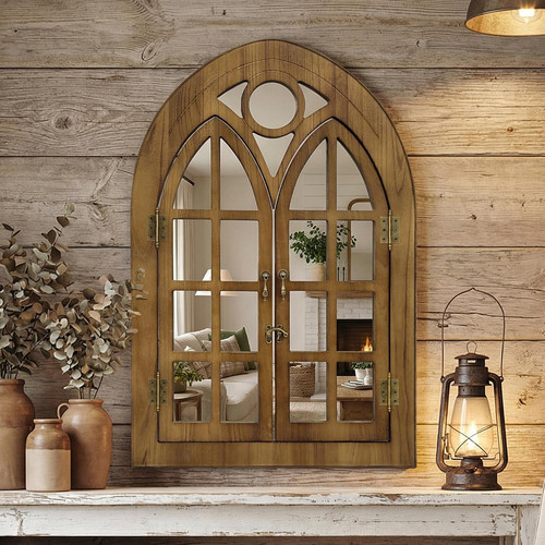 Rustic arched window - arched, mirror
