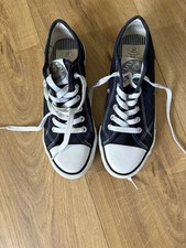 Dunlop Original The Green Flash Company Canvas Trainers Size 4 Navy Blue VGC