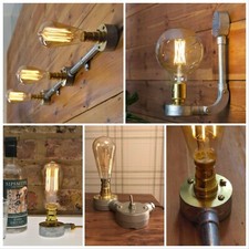 Bespoke Rustic Shabby Chic Old Style Designer Led Light Barbers Garage conduit