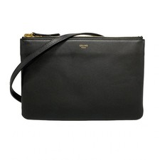 Auth CELINE Trio Small - Black Leather Shoulder Bag
