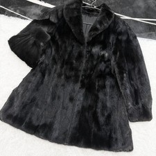 AMERICAN Legend MINK Excellent Vintage Fur Coat Black XL Long Sleeves