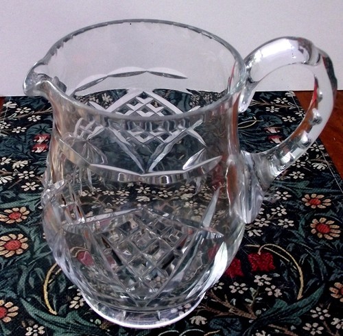 Heavy cut glass water - heavy, jug