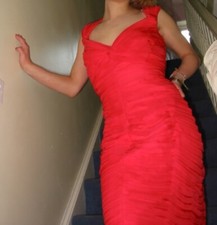 TADASHI CORAL PINK, 100% SILK COCKTAIL DRESS: STYLE OC7555OM, SZ 12, knee length