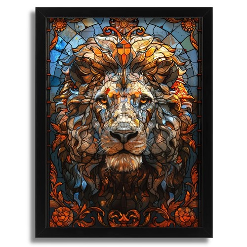 Stain glass lion print animal - stain,