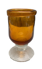 Chunky  Hand Blown Amber  Art Glass Rummer Goblet