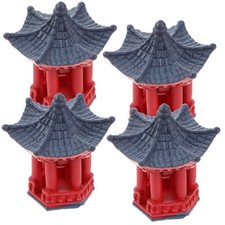  4 Pcs Japanese Garden Ornaments Pavilion Bonsai Decorations Miniature