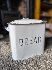 Vintage White Enamel Bread Bin