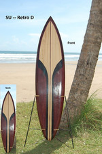 NEW WOODEN ORNAMENTAL 100cm STRIPE SURFBOARD (PAINTED BOTH SIDES) / su100RETROD