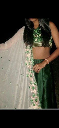 Green embroidered lehenga - embroidered,