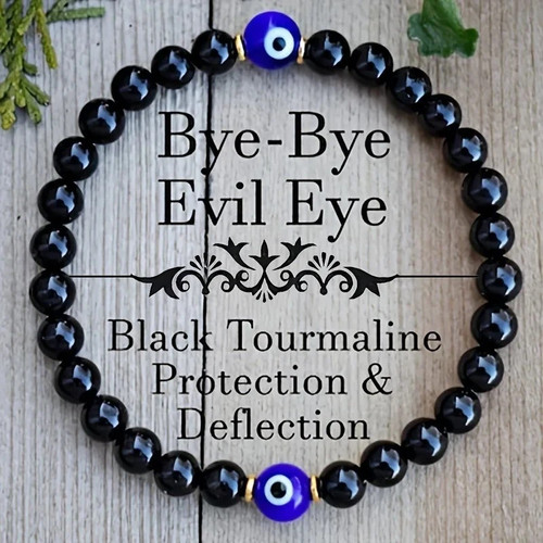Black tourmaline evil eye - black,