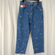 Tommy Hilfiger Womens High Rise Blue Denim Mom Jeans Size W 28 Embroidered Logo