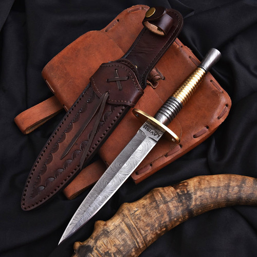 Handmade damascus dagger - handmade,