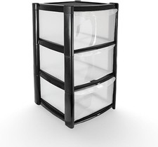 3 Tier LARGE/MINI Plastic Storage Drawers Tower Unit School Office Home Desktop
