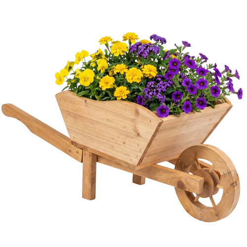 Wooden wheelbarrow planter - wooden,