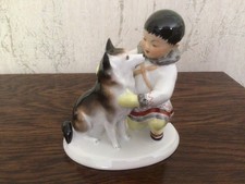 Lomonosov Russian - Yakut  Boy with Husky Dog - St Petersburg- 13x13cms