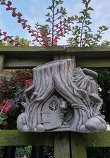 Fairy Tree Trunk Wall Plaque Mice Mushroom Stone Garden Ornament Outdoor Gift