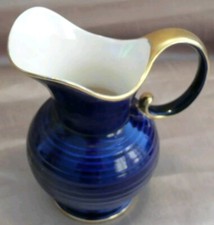 Crown Devon Jug : Blue Lustre with Gold : Pattern 3249 (?) : Art Deco