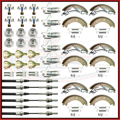 Triple axle brake - shoe,, cables