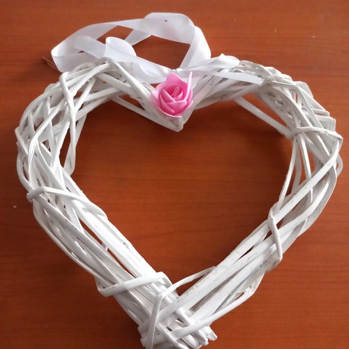 Wicker heart decoration pink - decoration, +
