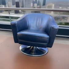 Black Leather Swivel Armchair