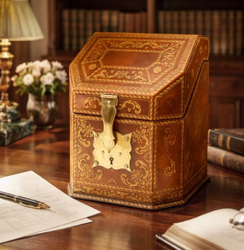 Antique gilt leather brass - antique,