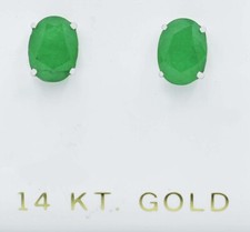 GENUINE 2.10 Cts EMERALD STUD