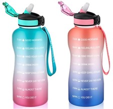 2.2 Litre Water Bottle with Straw Motivational Time Marker Leakproof Gym Sports