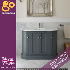 Traditional Curved Grey Floor Standing Vanity Unit 1200mm Marble Bathroom Unit