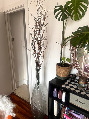 Clear glass bottle floor vase - clear,
