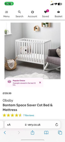 Cot bed mattress in - bed, white