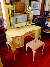 Lawrence Mid Century French Louis Style Dressing Table - Stool DELIVERY POSSIBLE