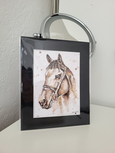 Mounted watercolour horse - watercolour,