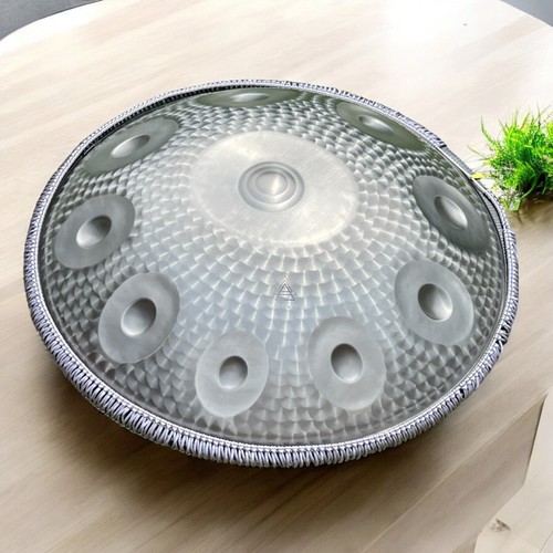 Silver engraved handpan drum - silver,